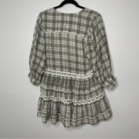 Free People time out lace green plaid tunic top - Picture 11 of 11